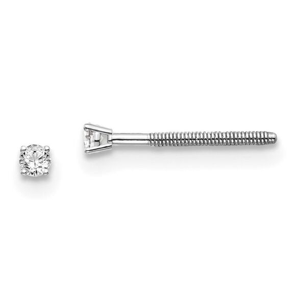 14k White Gold .05ct. SI3 G-I Diamond Stud Thread on/off Post Earrings